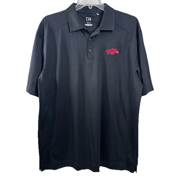 Cutter & Buck XXL Arkansas Razorbacks Black Polo Shirt CB Drytech Logo EUC - Picture 1 of 9